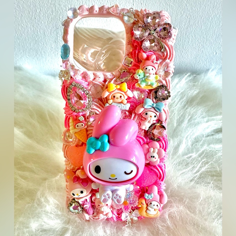 Cute Pink Interchangeable Face My Melody Character Phone Case For IPhone 16 PM